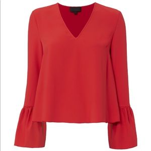 INTERMIX Katie red bell sleeve v-neck blouse medium like new